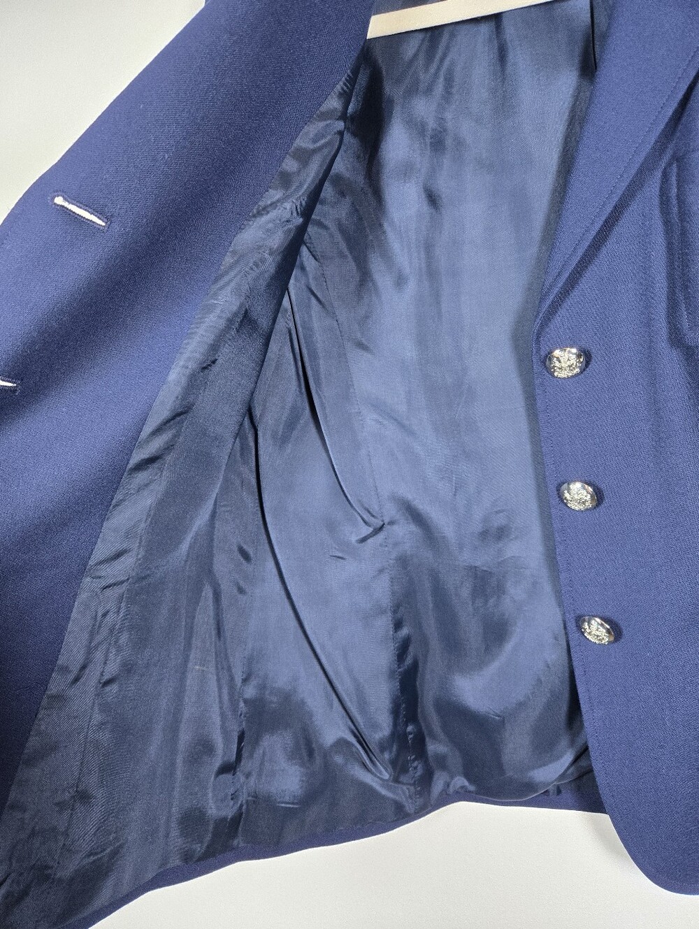 NEW Lauren Ralph Lauren Navy Blue Wool Blazer Jacket 12 Silver Buttons Crest - Picture 10 of 16